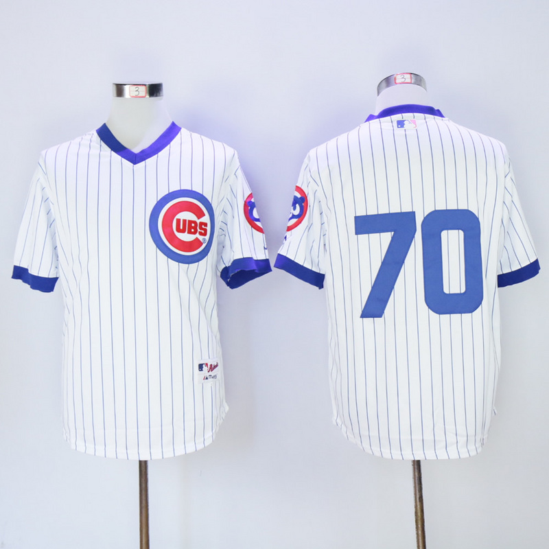 Men Chicago Cubs #70 Maddon White Throwback 1988 MLB Jerseys